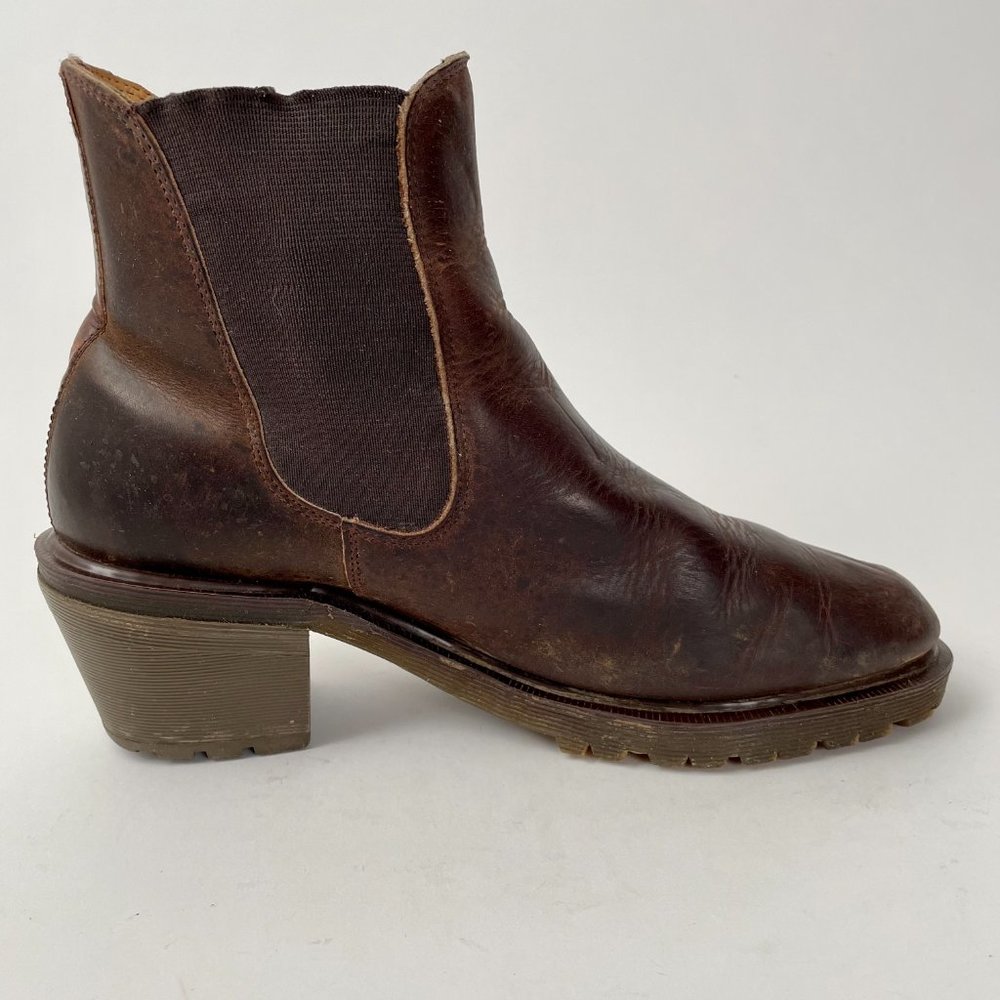 Women's Dr. Martens Cadence Heeled Brown Leather Chelsea Boots, Size 10 - Picture 2 of 11